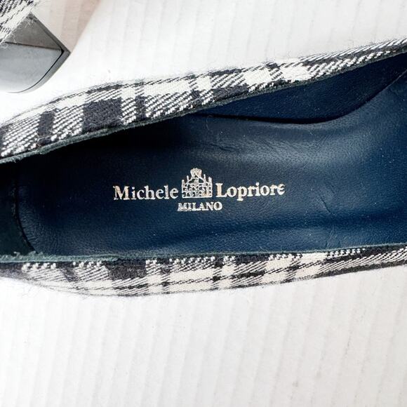 Michele Lopriore Heels Size 36‎ Tartan Plaid Tweed Square Toe Women's - Picture 7 of 9